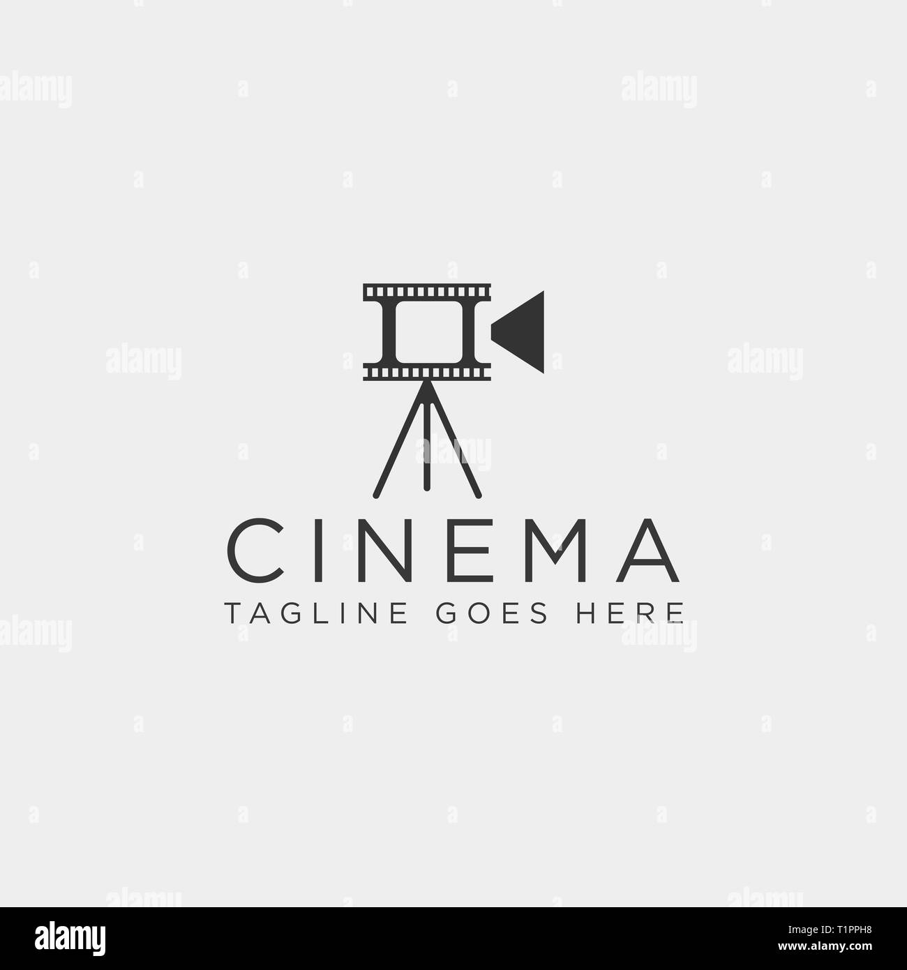 Cinéma Vidéo avec trépied simple logo couleur noir modèle avec l'icône d'illustration vectorielle élément isolé - fichier vecteur Illustration de Vecteur