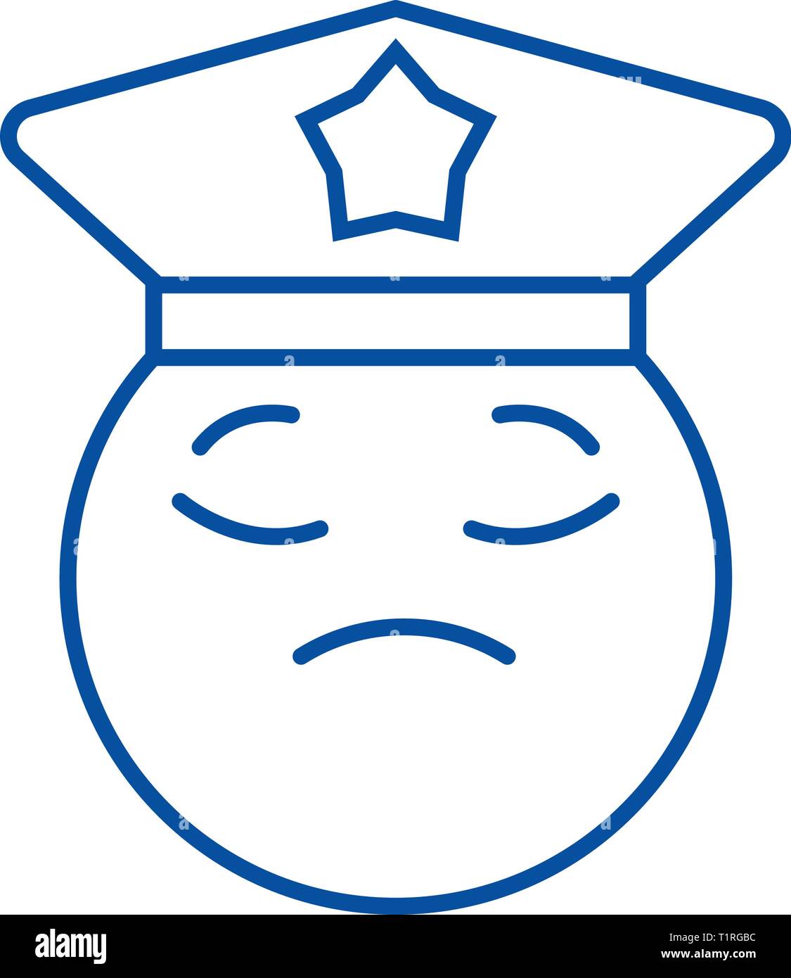 L'icône de la ligne emoji policier concept. Policier télévision emoji, signe, symbole vecteur illustration contour. Illustration de Vecteur