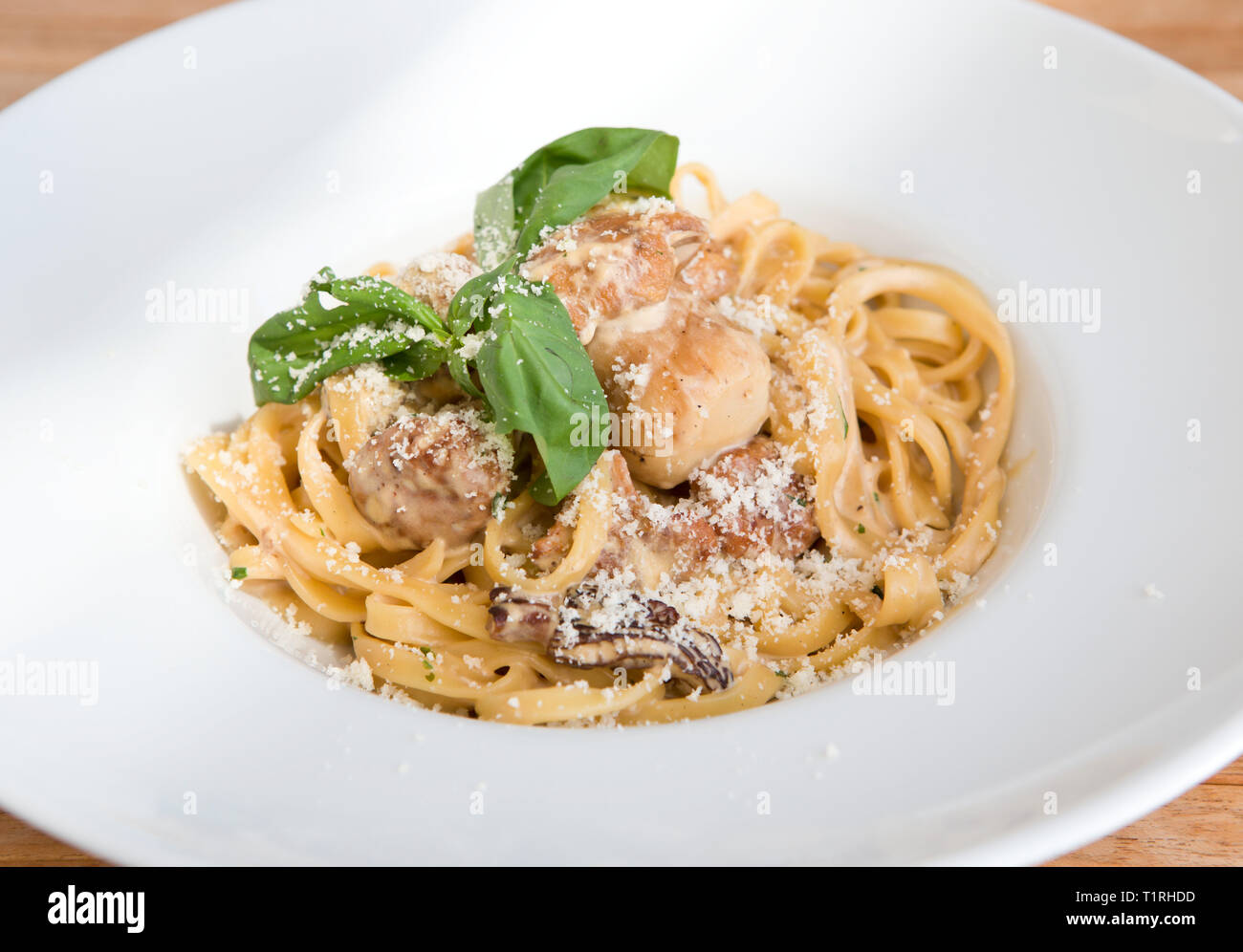 Spaghetti aux champignons Banque D'Images