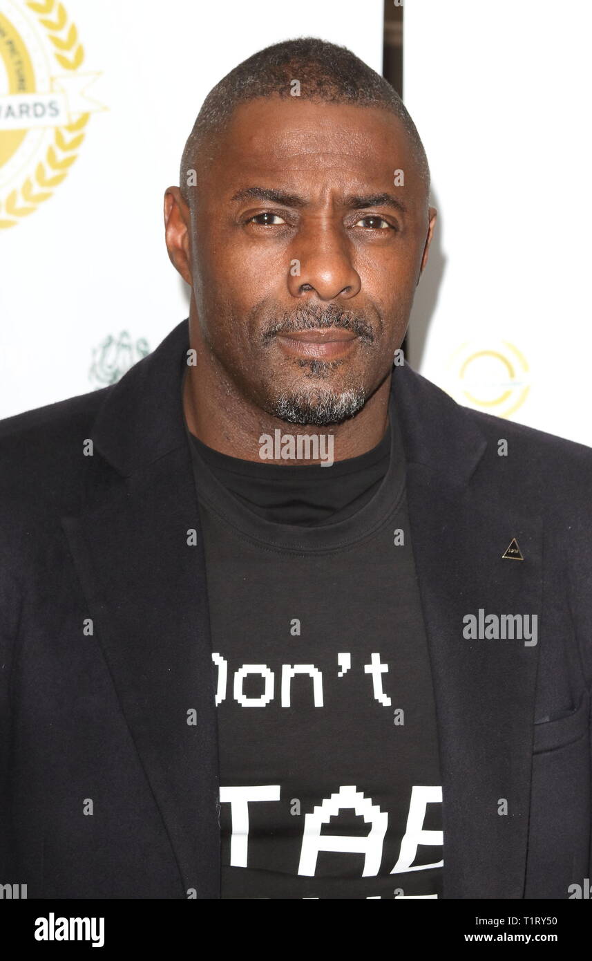 Idris Elba arrive à la National Film Awards 2018 au Porchester Hall Banque D'Images