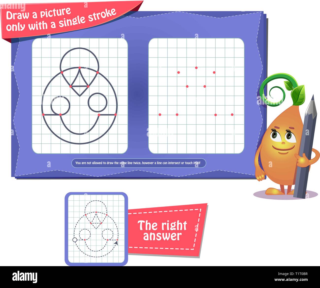 Visual Jeu Educatif Pour Les Enfants Et Les Adultes Coloring Book Pour Le Developpement Du Cerveau Et L Iq Jeu De Tache De Dessiner Seulement D Un Seul Trait Image Vectorielle Stock Alamy