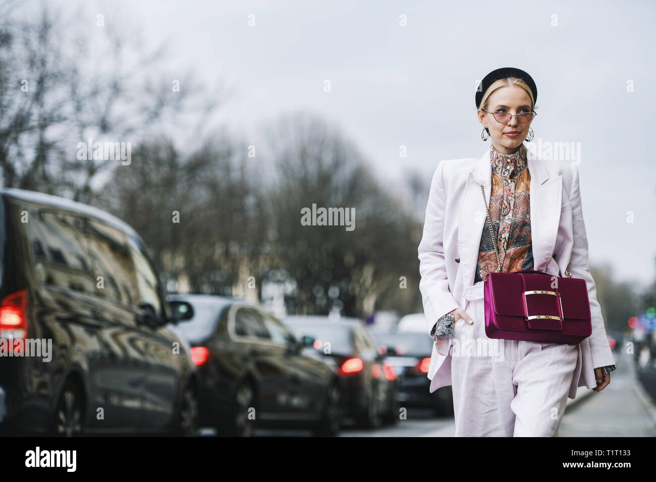 Paris, France - 28 février 2019 - Street Style : Leonie Hanne avant un défilé de mode pendant la Fashion Week de Paris - PFWFW19 Banque D'Images