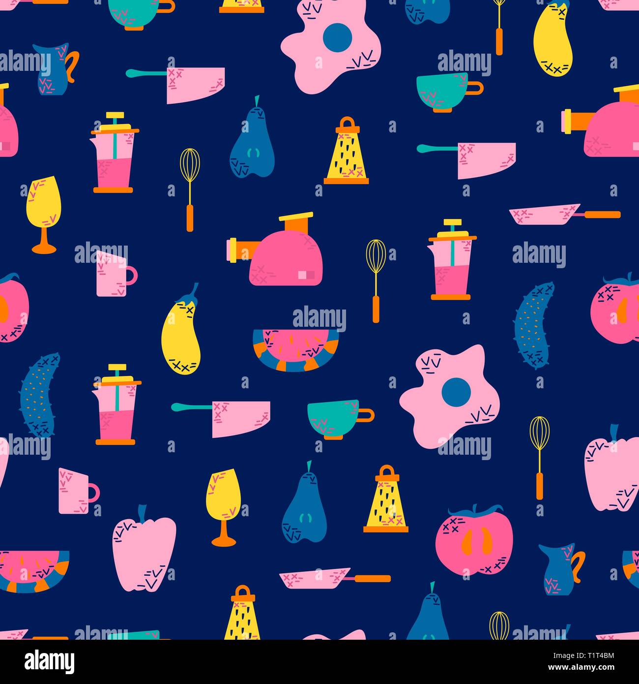 Modele Transparent Avec Des Appareils De Cuisine Dans Un Style De Dessin Anime Arriere Plan De Conception La Cuisson Image Vectorielle Stock Alamy