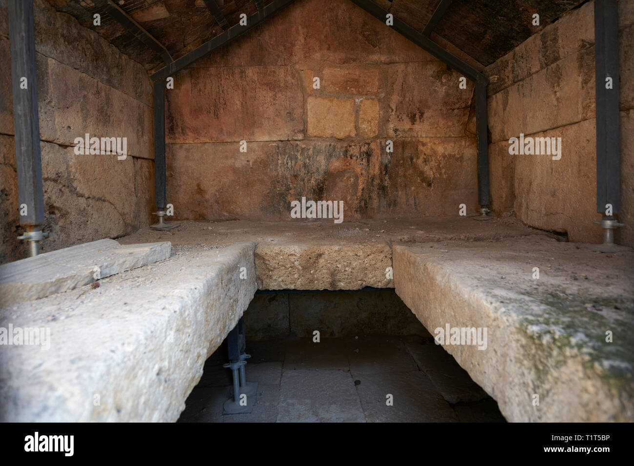 Photo des ruines de la tombe de saint Philippe, Romaine 1er siècle de notre ère. Site archéologique de Hierapolis près de Pamukkale en Turquie. Banque D'Images