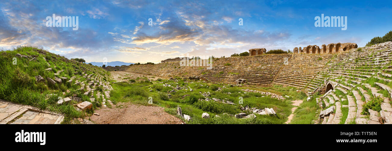 Vestiges romains du cirque stadium d'Aphrodisias Site Archéologique, Aydin, Province de la Turquie. Banque D'Images