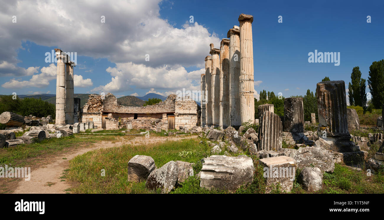 Les colonnes du temple d'Aphrodite au centre du site archéologique d'Aphrodisias, Turquie Banque D'Images