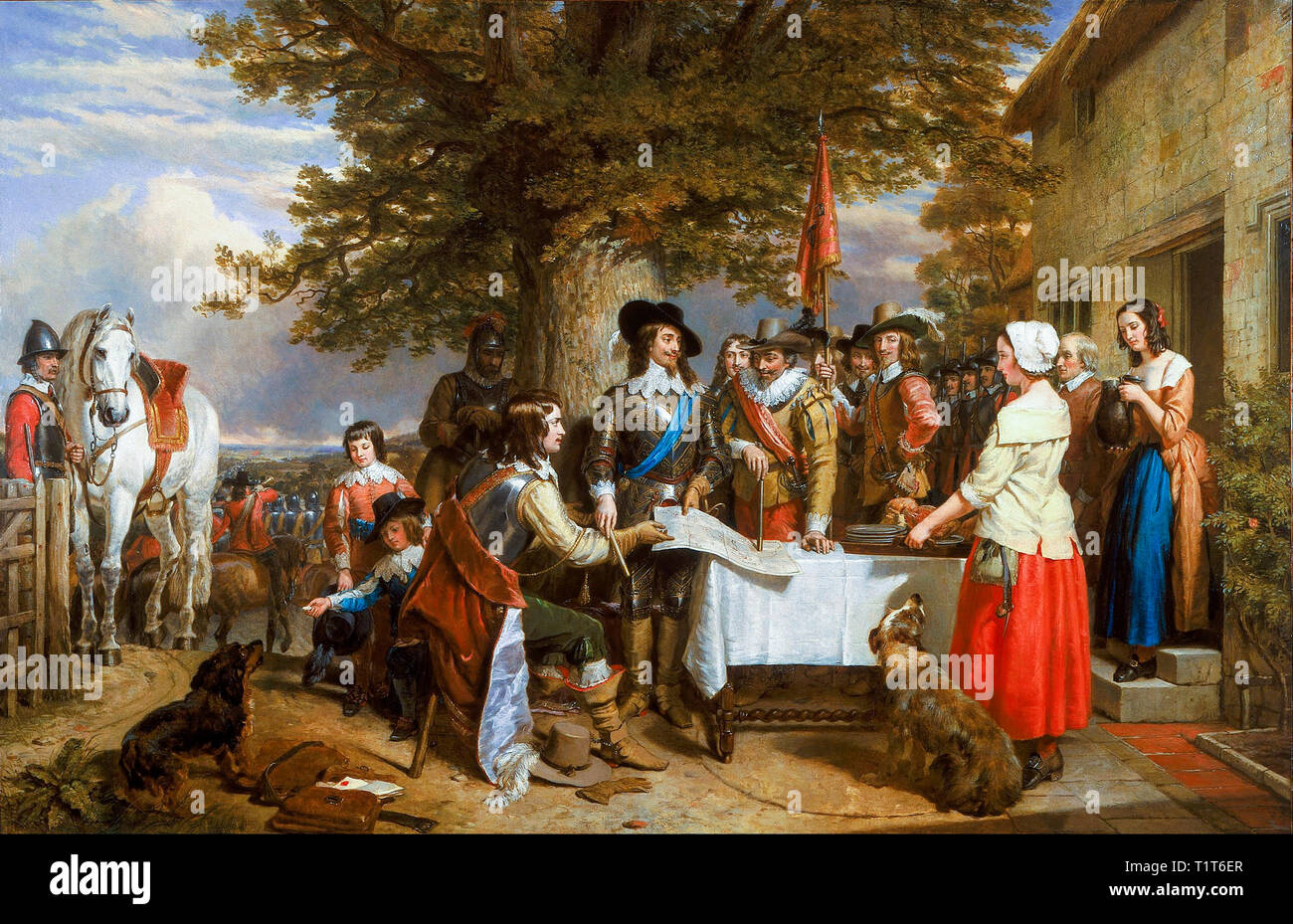 La veille de la bataille d'Edge Hill 1642, Guerre civile anglaise, peinture, Charles Landseer, 1845 Banque D'Images