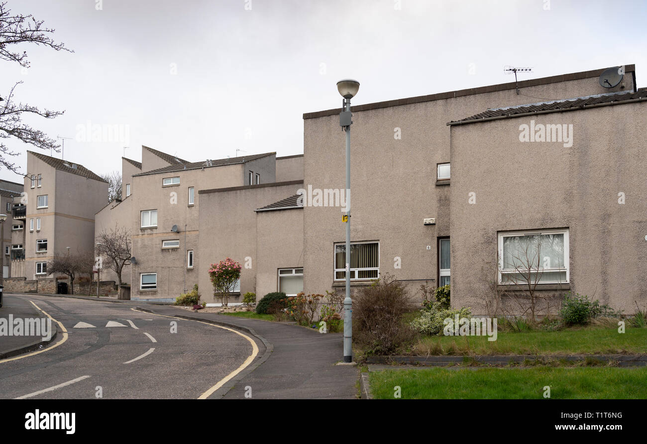 Offres et demandes de logement social à Abbeyhill à Édimbourg, Écosse, Royaume-Uni Banque D'Images