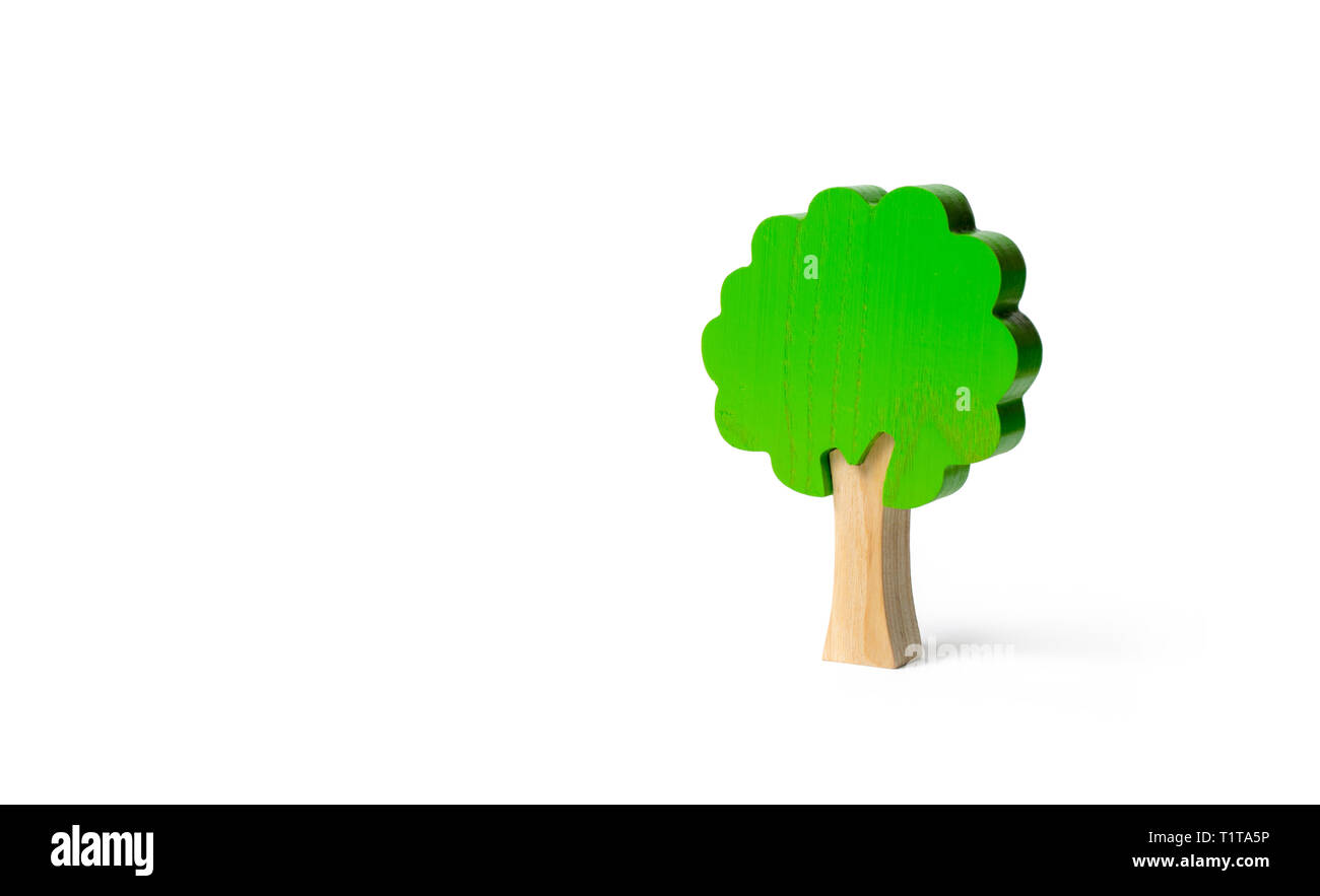 En bois jouet arbre sur un fond isolé. Le minimalisme et le concept de la  conservation de l'environnement. les poumons de la planète. Arbre  généalogique, un symbole de str Photo Stock -