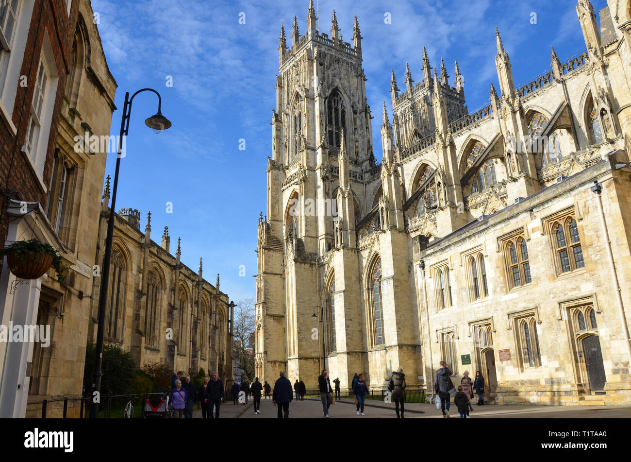 À partir de la cathédrale de York Minster, York, North Yorkshire, Angleterre, Février 2019 Banque D'Images