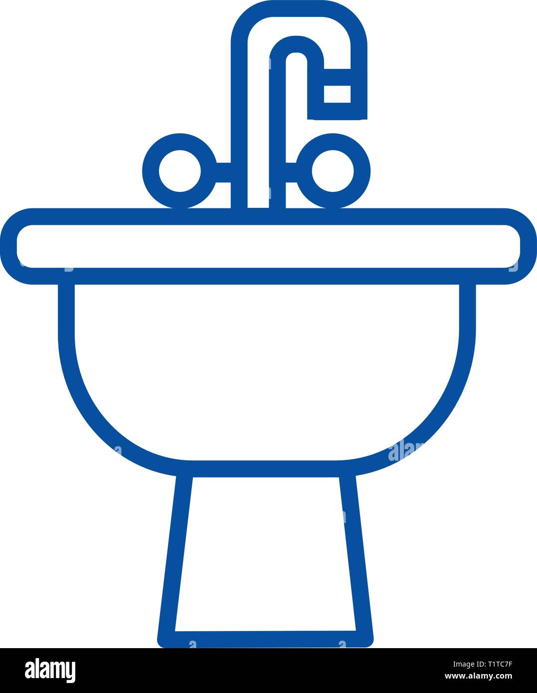 Avec l'icône de la ligne du robinet évier concept. Robinet évier avec télévision, signe, symbole vecteur illustration contour. Illustration de Vecteur