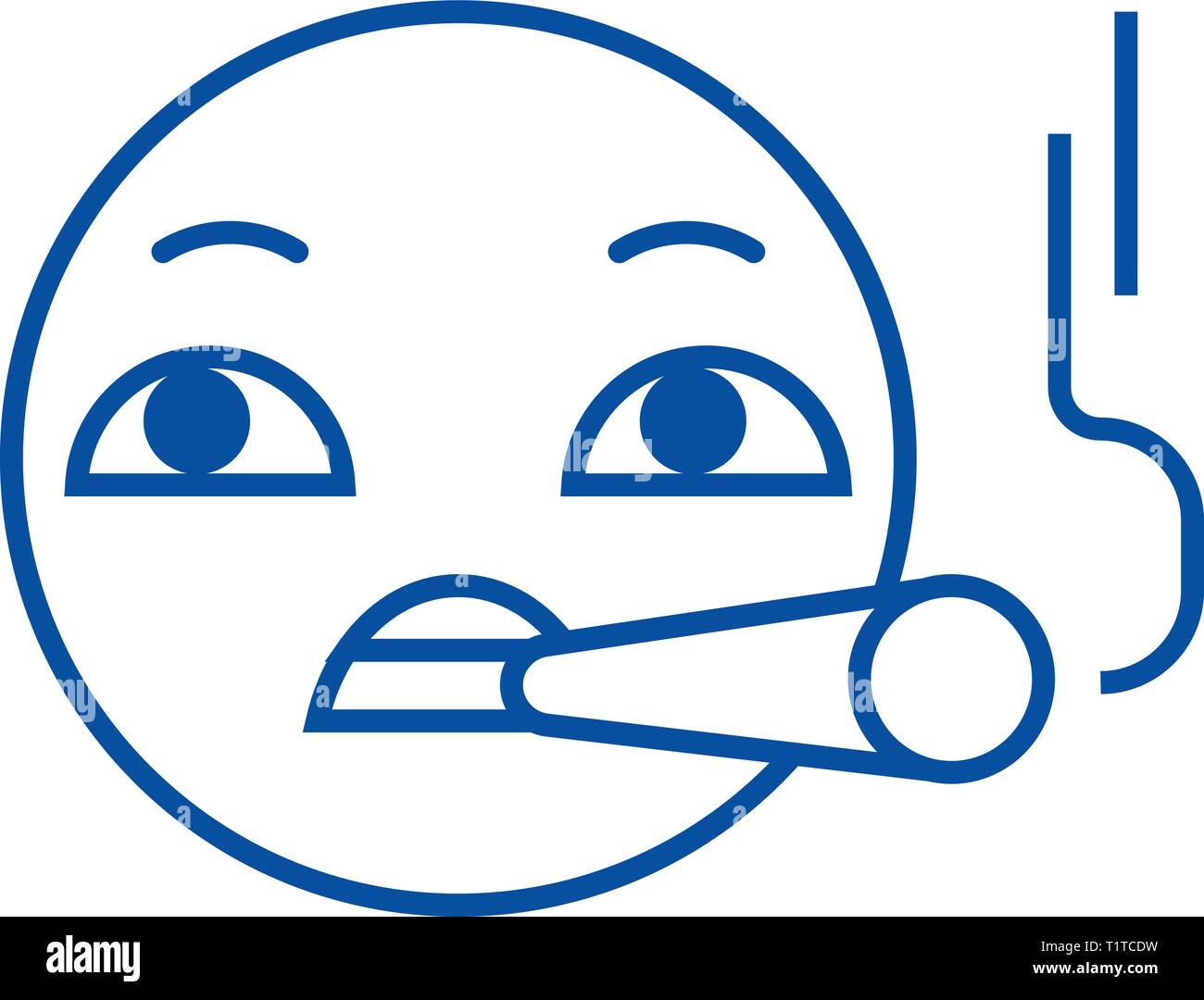 L'icône de la ligne emoji fumeurs concept. Fumeurs télévision emoji, signe, symbole vecteur illustration contour. Illustration de Vecteur