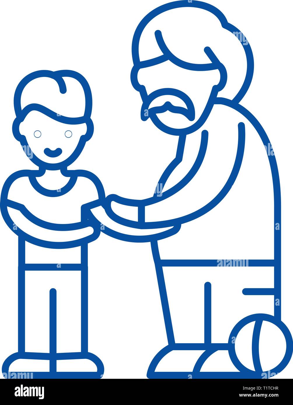 Fils et père icône ligne concept. Fils et père symbole vecteur télévision, signe, contours illustration. Illustration de Vecteur