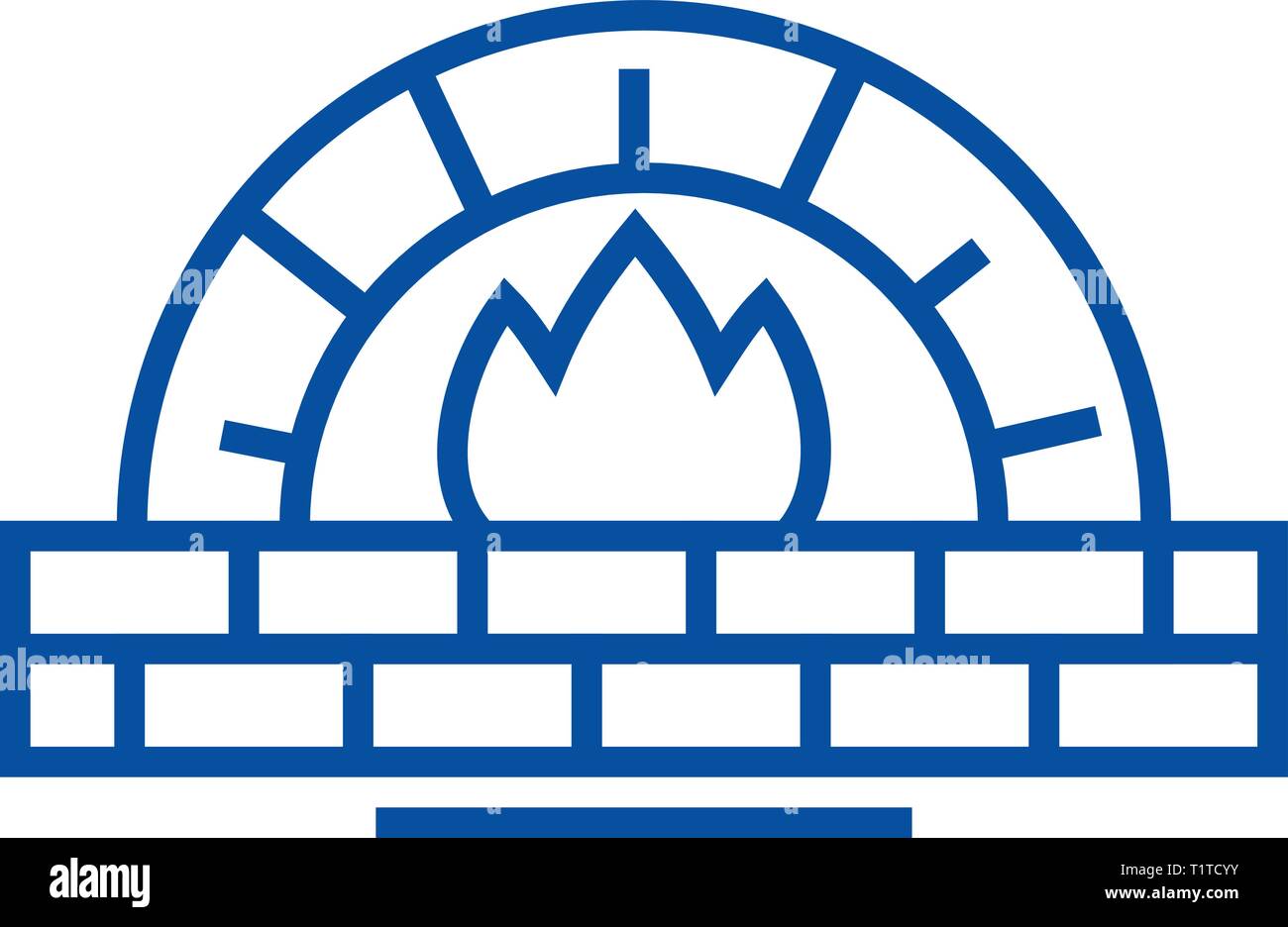 L'icône de la ligne de four en pierre concept. Four en pierre, télévision, signe, symbole vecteur illustration contour. Illustration de Vecteur