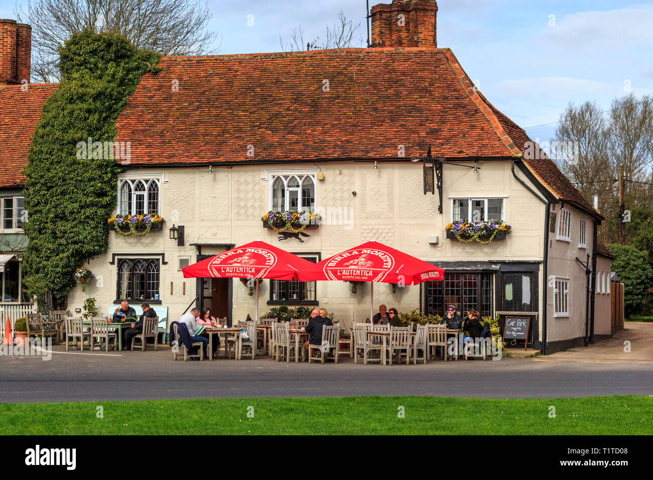 Village Finchingfield High Street, Essex, Angleterre, RU, FR Banque D'Images