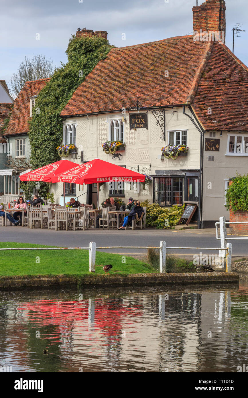 Village Finchingfield High Street, Essex, Angleterre, RU, FR Banque D'Images