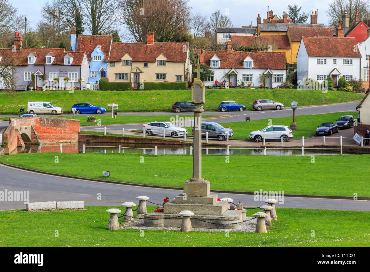 Village Finchingfield High Street, Essex, Angleterre, RU, FR Banque D'Images