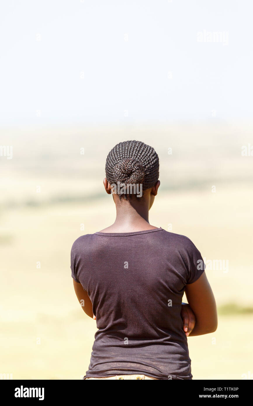 Jeune femme africaine de derrière Banque D'Images