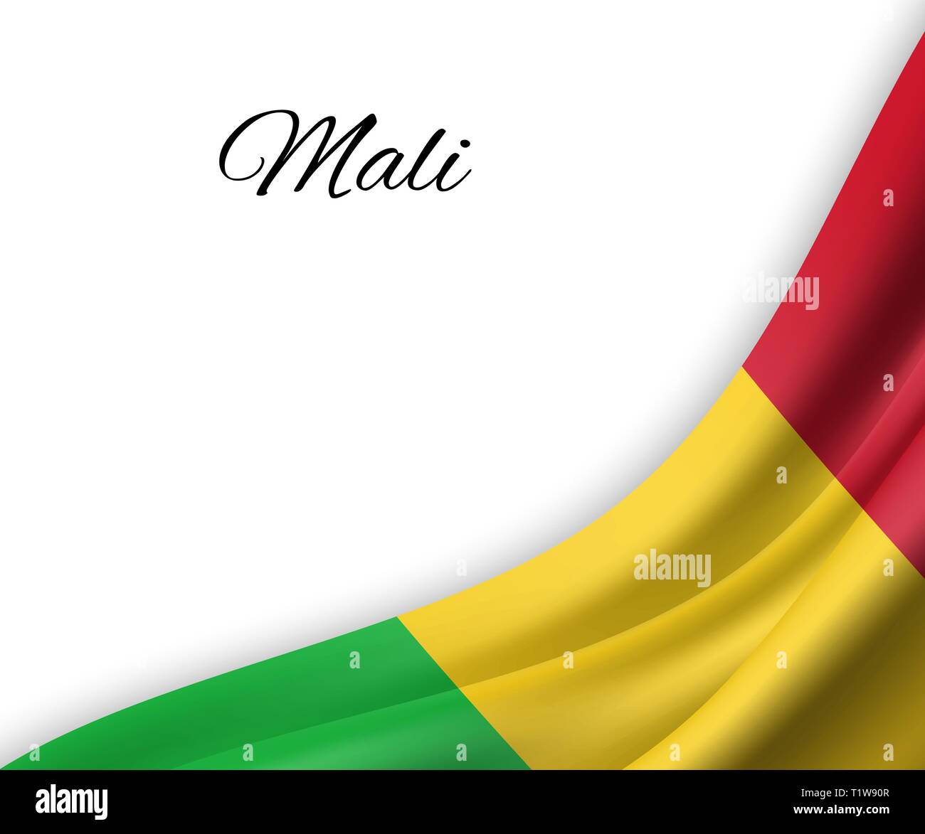 Waving Flag du Mali sur fond blanc. Modèle pour le jour de l'indépendance. vector illustration Illustration de Vecteur