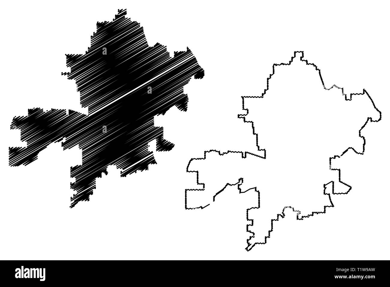 La ville de Fort Wayne (États-Unis villes, United States of America, USA) site vector illustration, scribble sketch Ville de Fort Wayne site Illustration de Vecteur