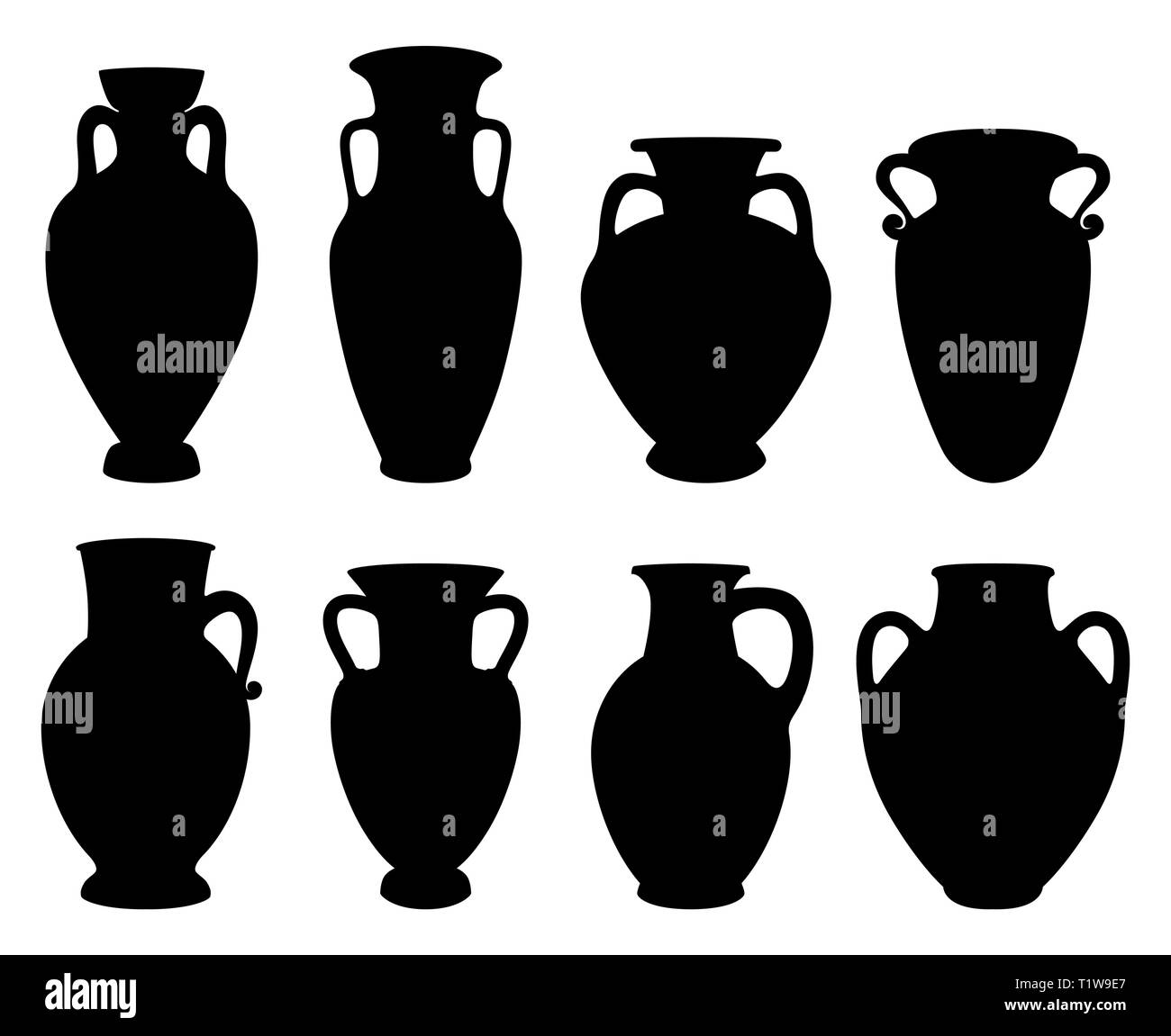 Illustrations vectorielles pour la production de vin. Silhouettes d'amphores grecques avec copie espace de faïences de produits anciens de la Grèce. Illustration de Vecteur