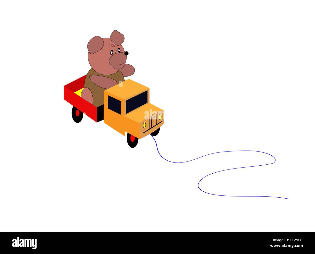 Ours jouets siège à l'arrière d'un camion jouet. Vector Illustration de Vecteur