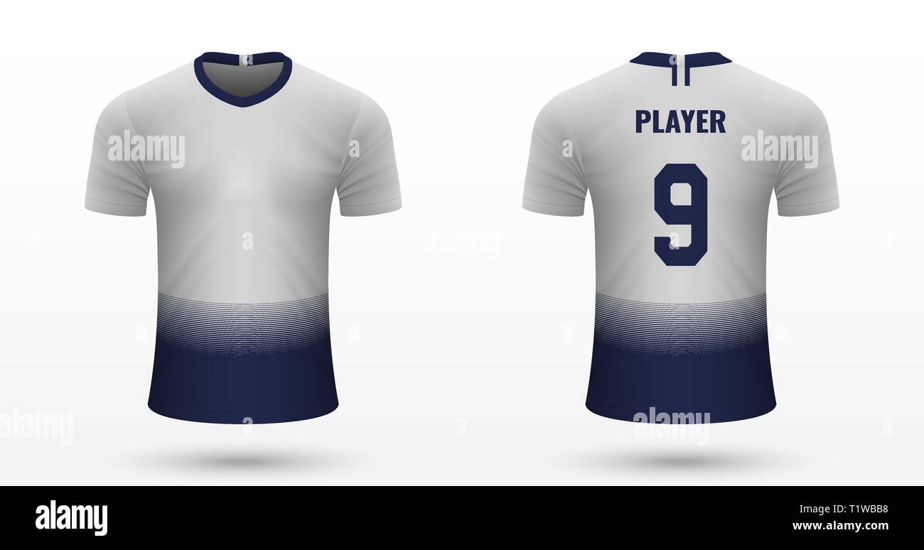 Soccer shirt réaliste Tottenham Hotspur, jersey modèle pour kit de football. Vector illustration Illustration de Vecteur