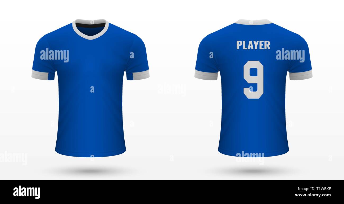 Soccer shirt réaliste Schalke, jersey modèle pour kit de football. Vector illustration Illustration de Vecteur