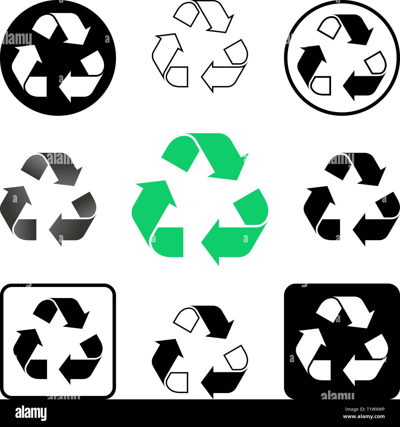 Ruban de Möbius signe pour marquage sur matériaux d'emballage dans  différentes versions Image Vectorielle Stock - Alamy