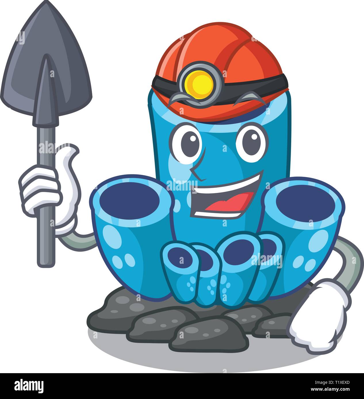 Bleu corail éponge mineur isolé la mascot Illustration de Vecteur