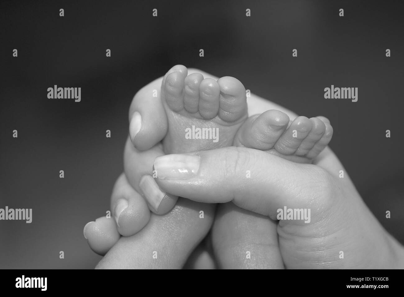 Mother holding her baby's feet Banque D'Images