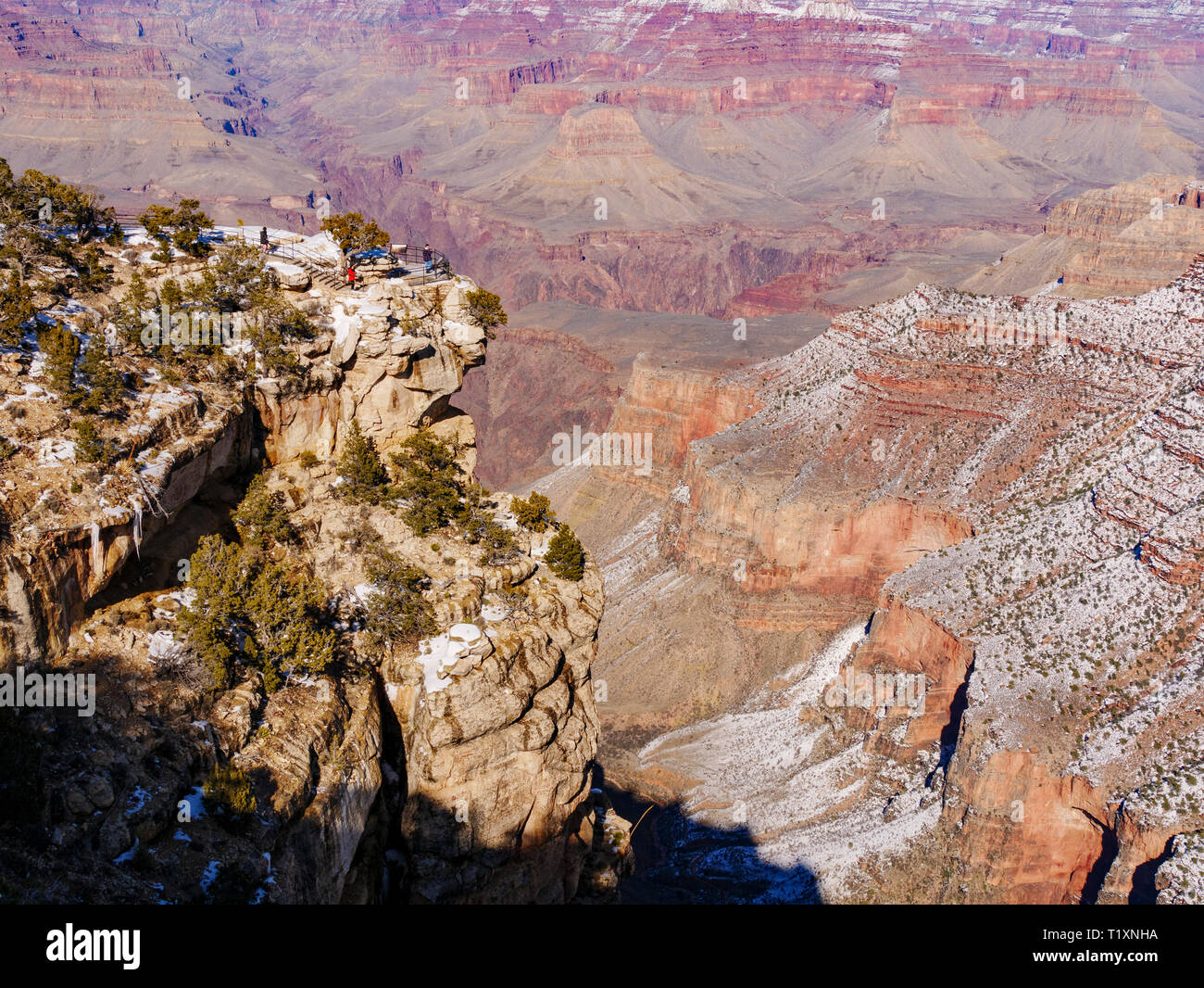 Les touristes à Trail View Point. Le Parc National du Grand Canyon, Arizona. Banque D'Images