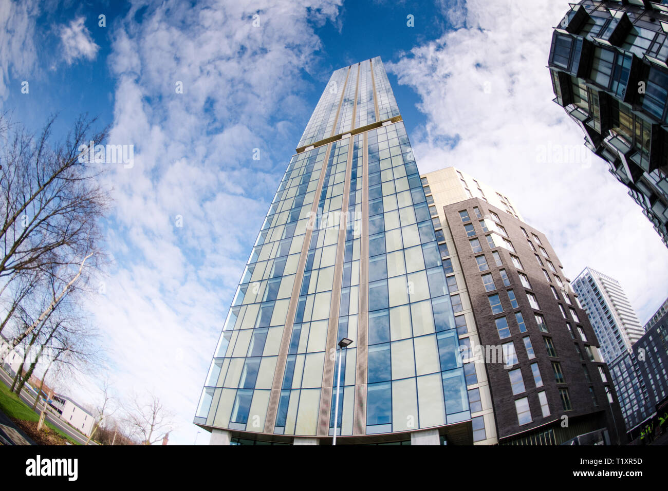 100 Greengate (pendant le développement connu sous le nom de Cour de change) est un gratte-ciel résidentiel à Salford, Greater Manchester, Royaume-Uni. Banque D'Images