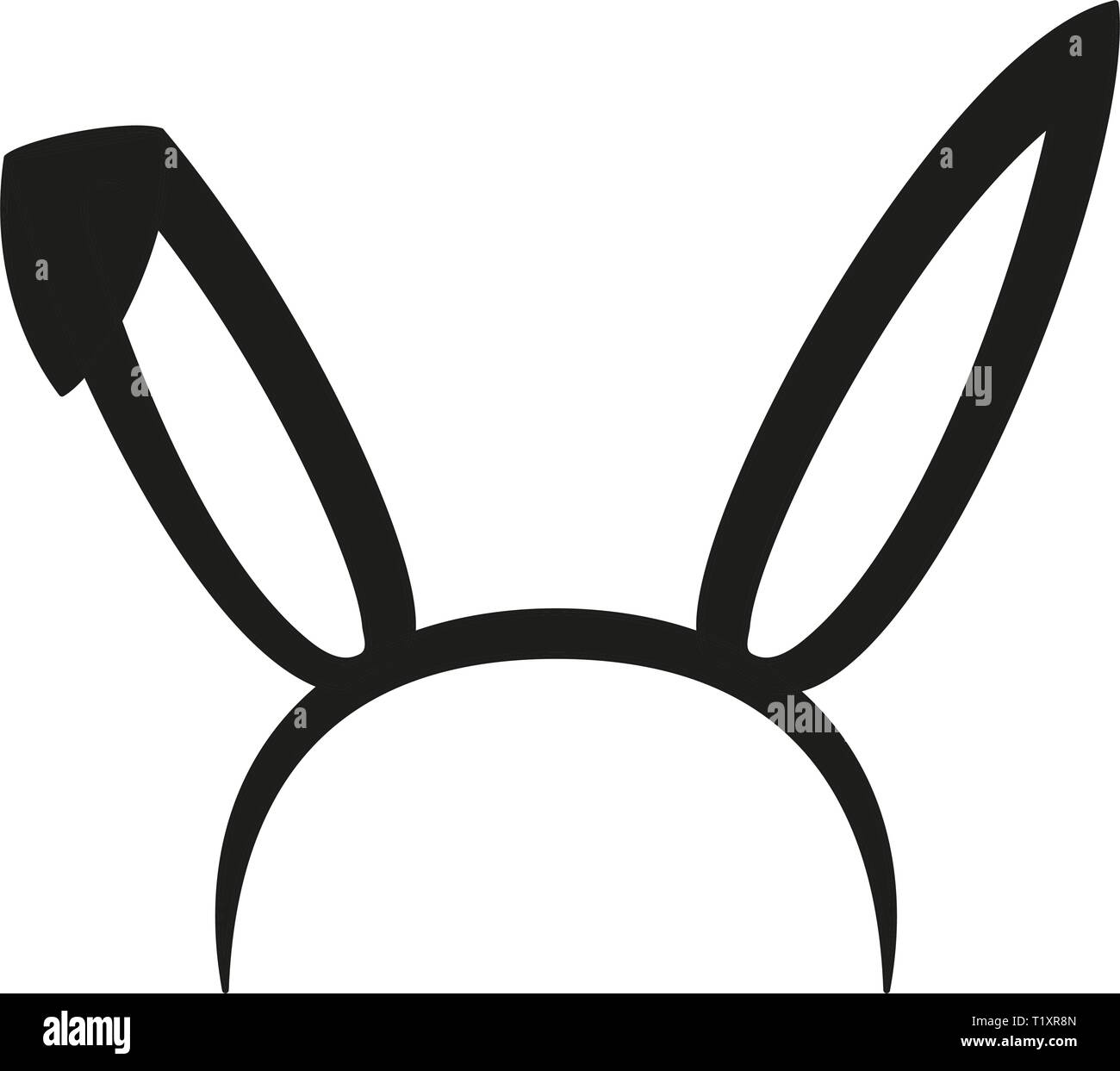 Le noir et blanc bunny party oreilles silhouette Illustration de Vecteur