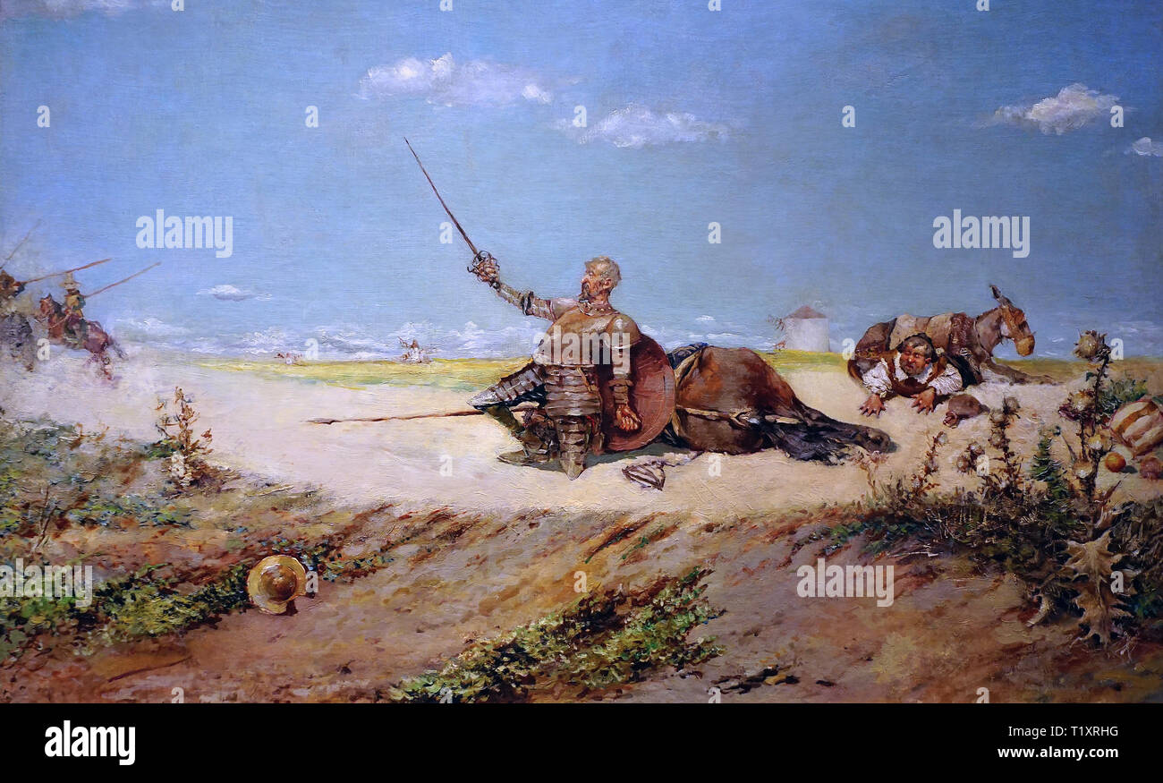Escena del Quijote. La Aventura de los Yanguenses. Scène de Don Quichotte/aventure avec les hommes de Yangus.(1888).par José Nido Navas (1860-1912) Banque D'Images Escena del Quijote. La Aventura de los Yanguenses. Scène de Don Quichotte/aventure avec les hommes de Yangus.(1888).par José Nido Navas (1860-1912) Banque D'Images