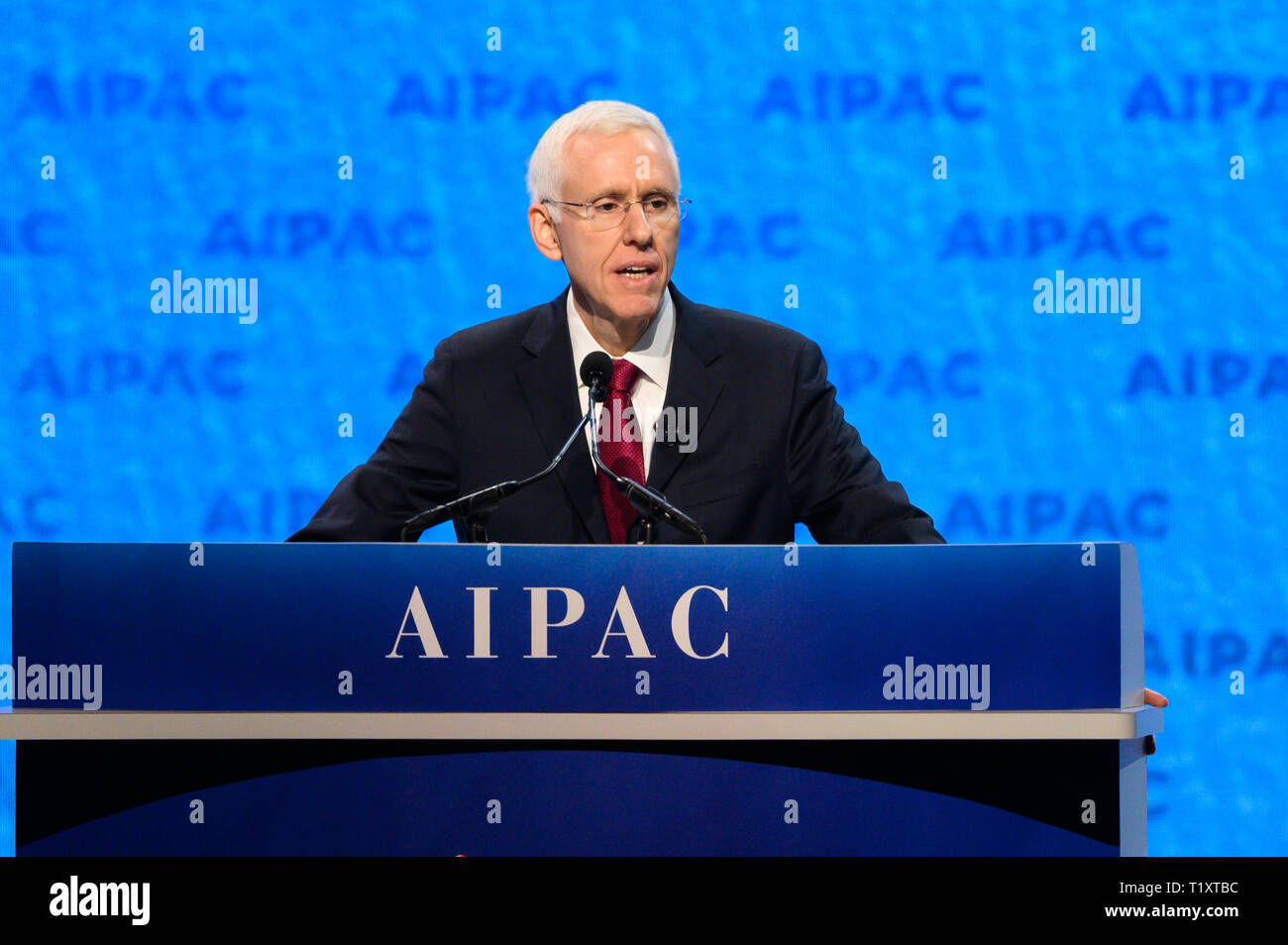 Le Dr Mort Fridman, Président de l'AIPAC vu parler au cours de l'American Israel Public Affairs Committee (AIPAC) Conférence politique à Washington, DC. Banque D'Images