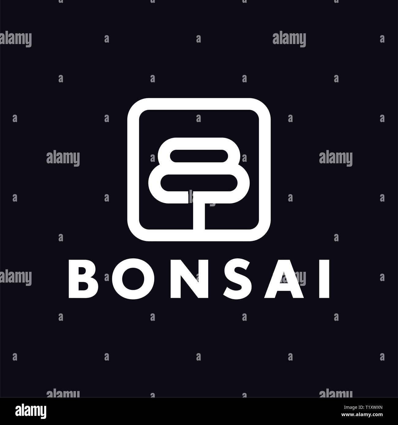B Lettre modèle de conception de logo abstrait bonsai Banque D'Images
