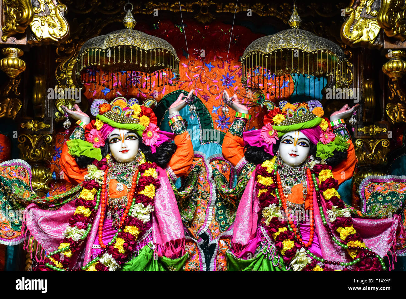 Temple ISKCON, collines de Hare Krishna, Delhi, Inde Banque D'Images