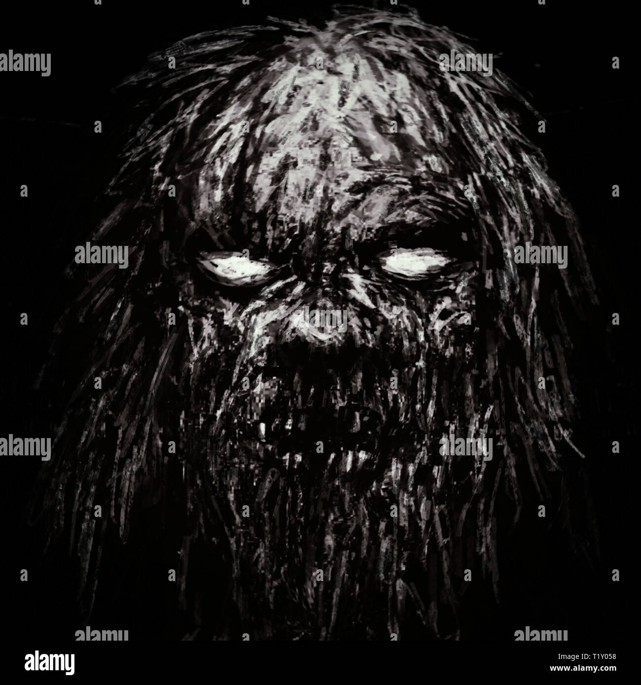 Effrayant vieux vampire zombie. Illustration dans le genre d'horreur. Caractère d'horreur concept. Couleur Noir et blanc. Banque D'Images