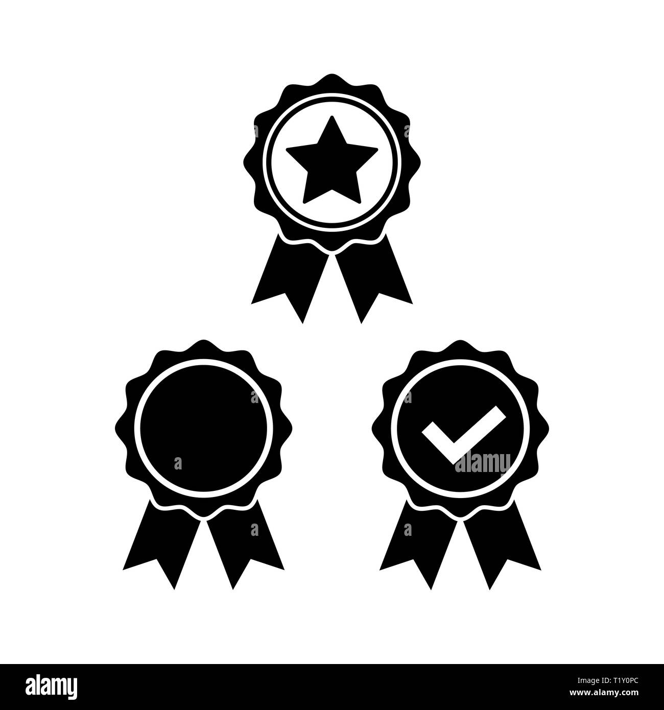 Award Icon Set en télévision style. Symbole de la Rosette Illustration de Vecteur