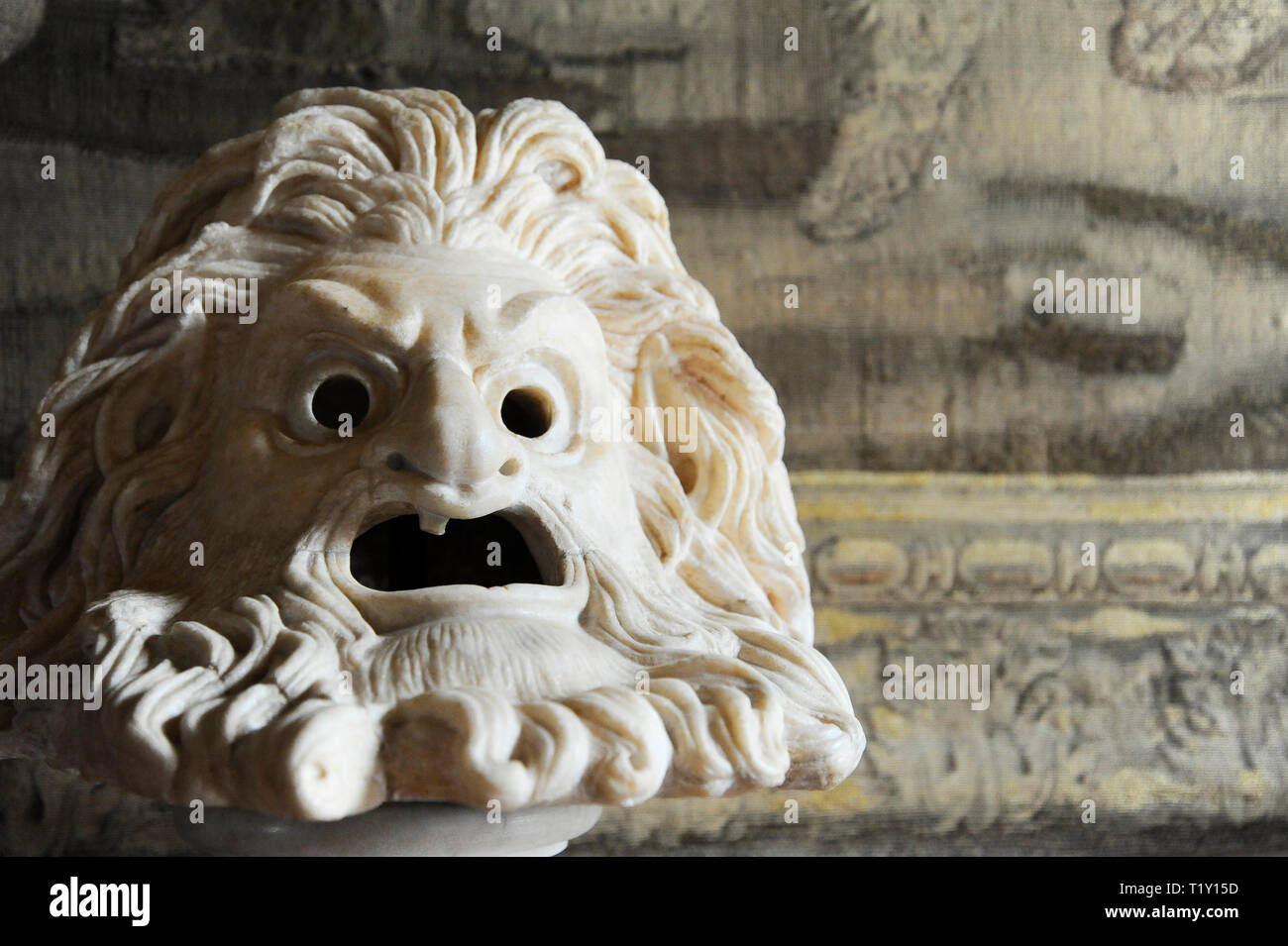 Théâtre Grec ou romain stlye sculpture masque Banque D'Images
