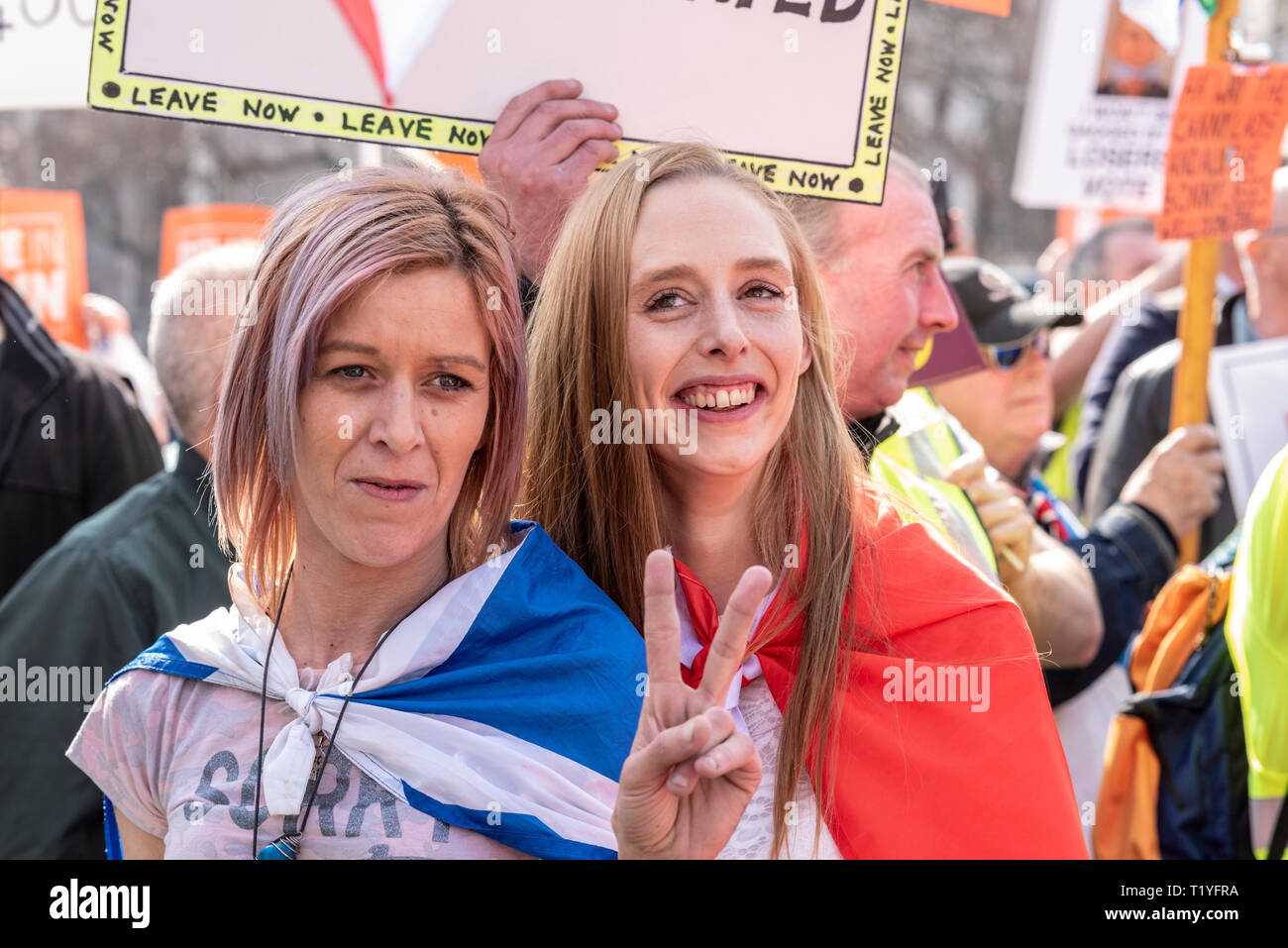 Des manifestations ont lieu par Brexiteers pour protester contre l'incapacité du gouvernement britannique de donner suite à quitter l'Union européenne malgré les résultats du référendum. Le jour qu'un Brexit motion doit avoir lieu au Parlement un grand nombre de personnes se sont rassemblées à l'extérieur pour faire leur point entendu. Les femmes Banque D'Images