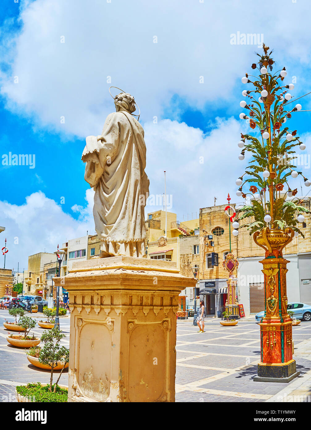 RABAT, MALTE - 16 juin 2018 : l'arrière de la statue de St Paul, situé dans le même nommé Square à côté de la paroisse hurch, le 16 juin à Rabat. Banque D'Images