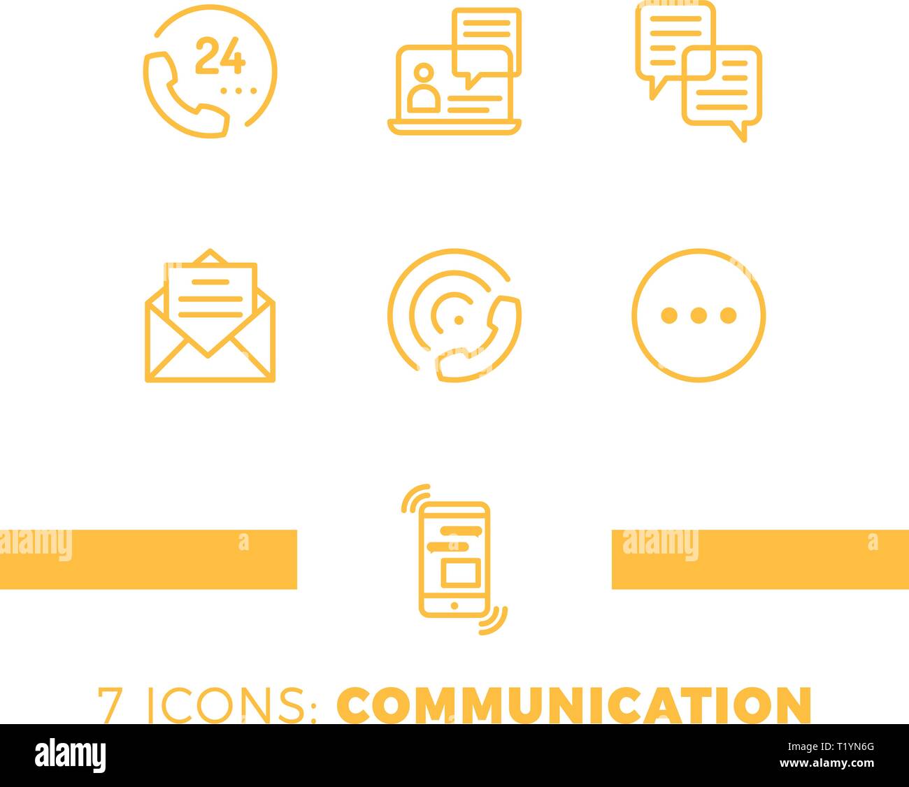 La communication linéaire icons set. Icône de communication universel pour utilisation dans l'interface utilisateur web et mobile, de la communication des éléments d'interface utilisateur de base défini Illustration de Vecteur