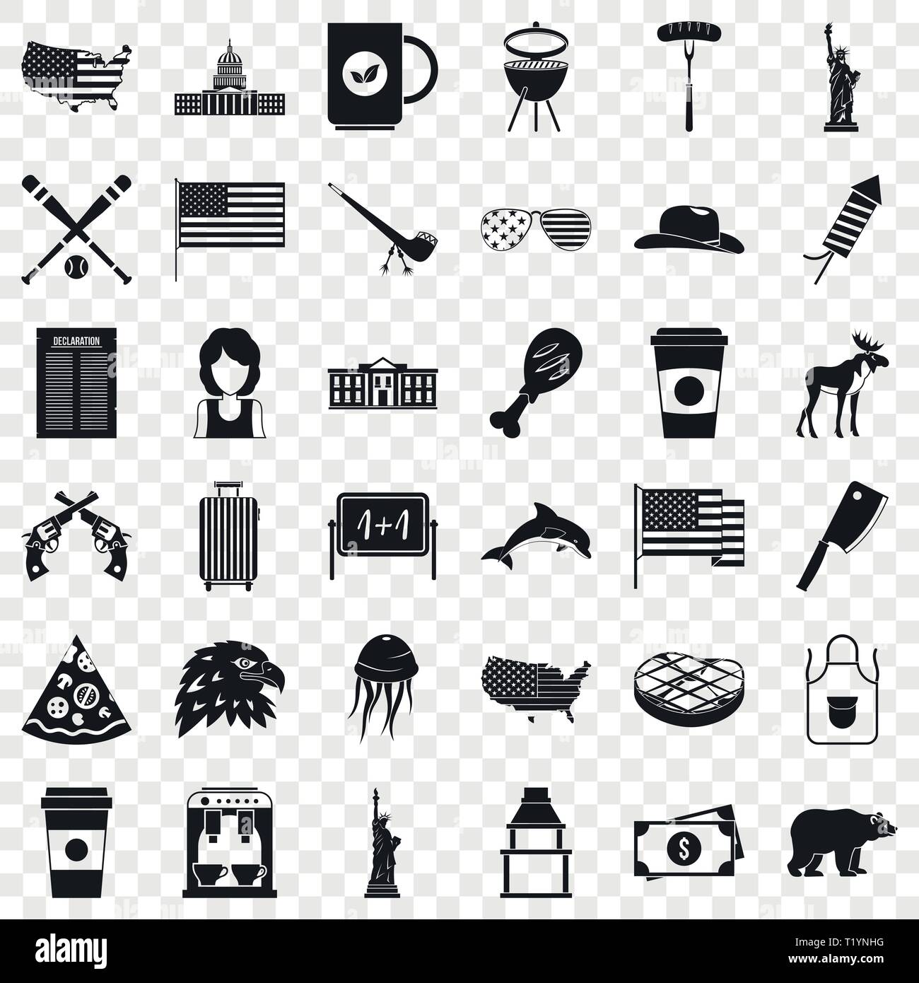 American icons set, le style simple Illustration de Vecteur