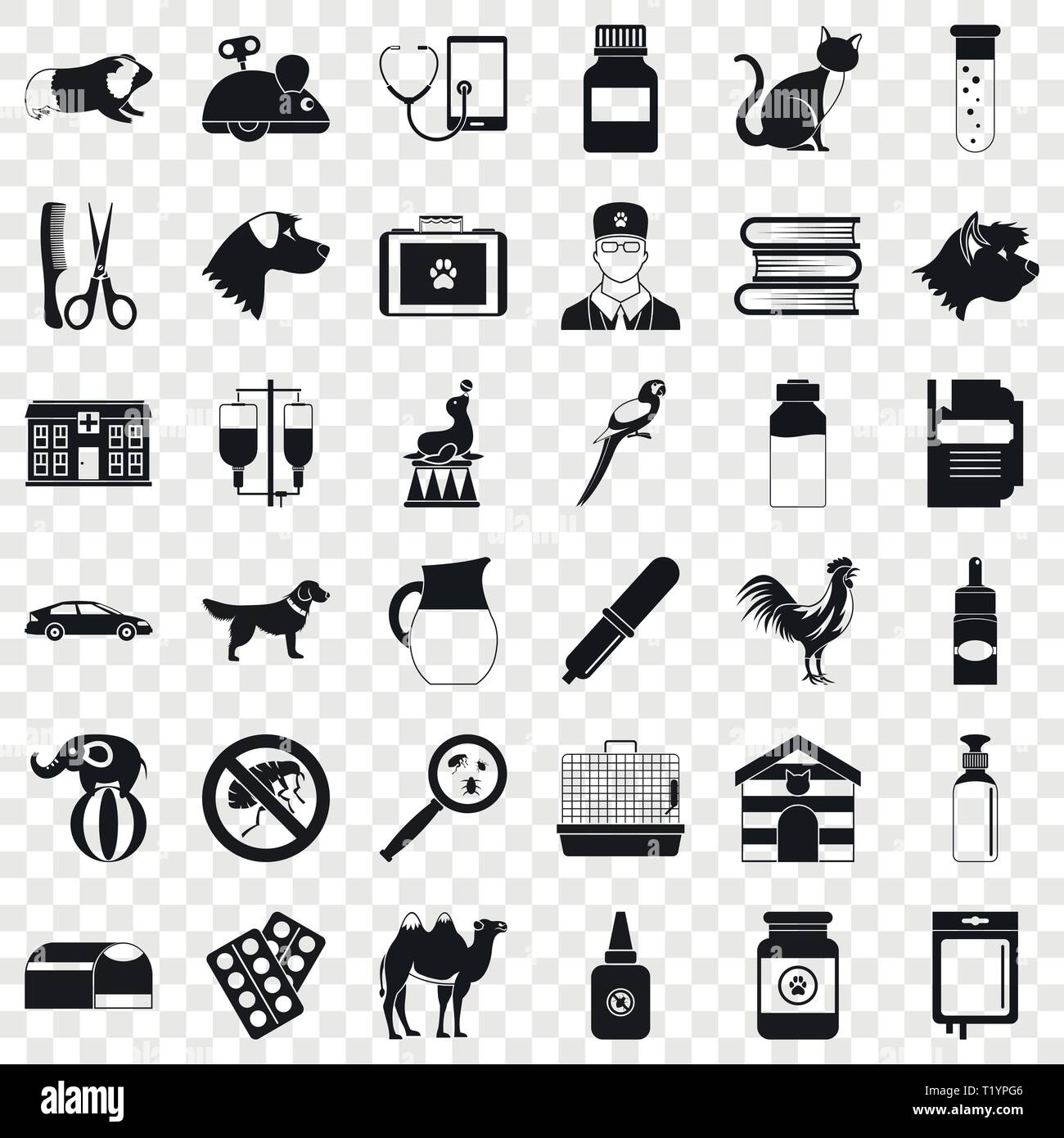 Médecin vétérinaire, le style simple icons set Illustration de Vecteur