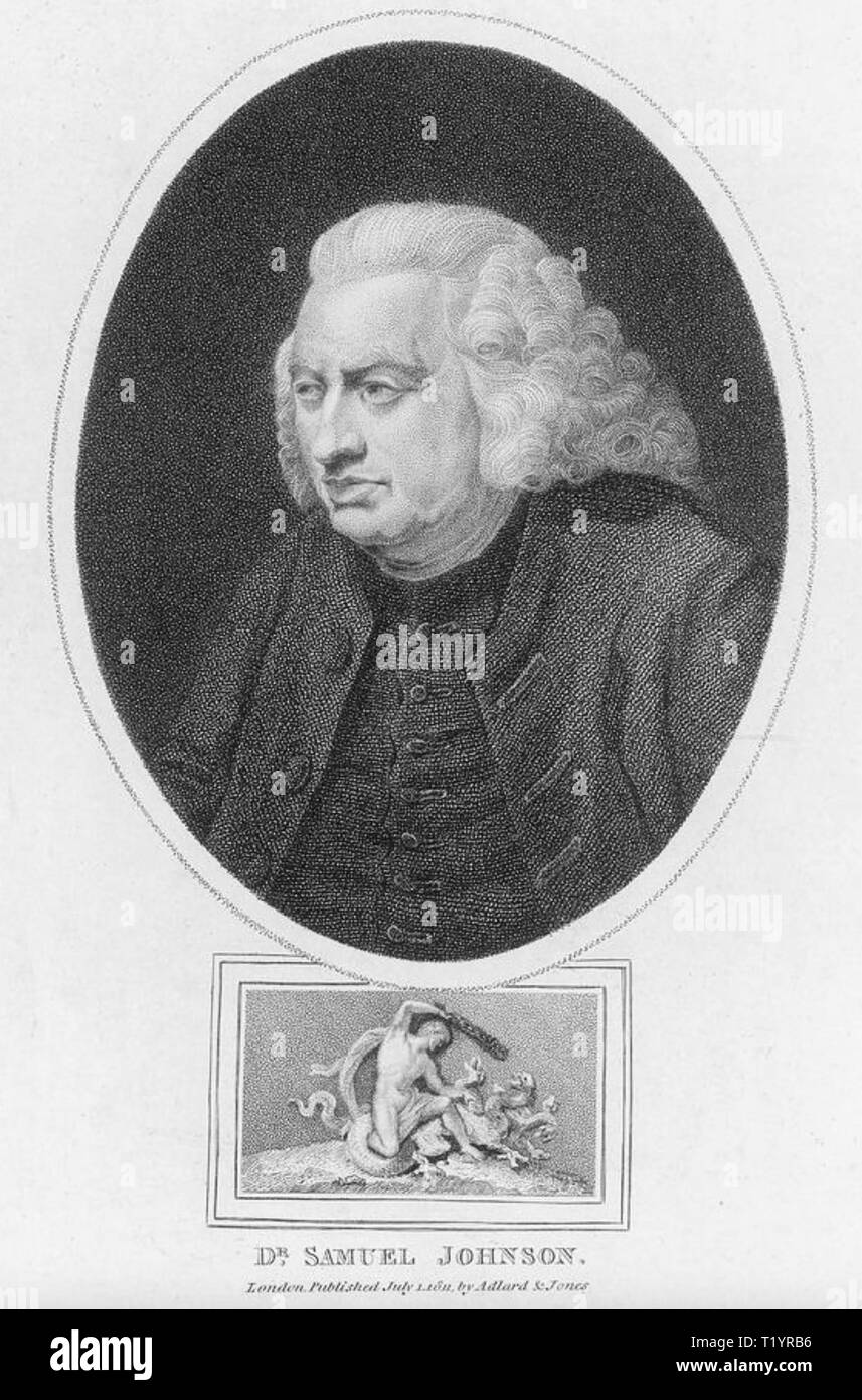 SAMUEL JOHNSON (1709-1784) écrivain anglais, biographe, lexicographe sur 1772 Banque D'Images