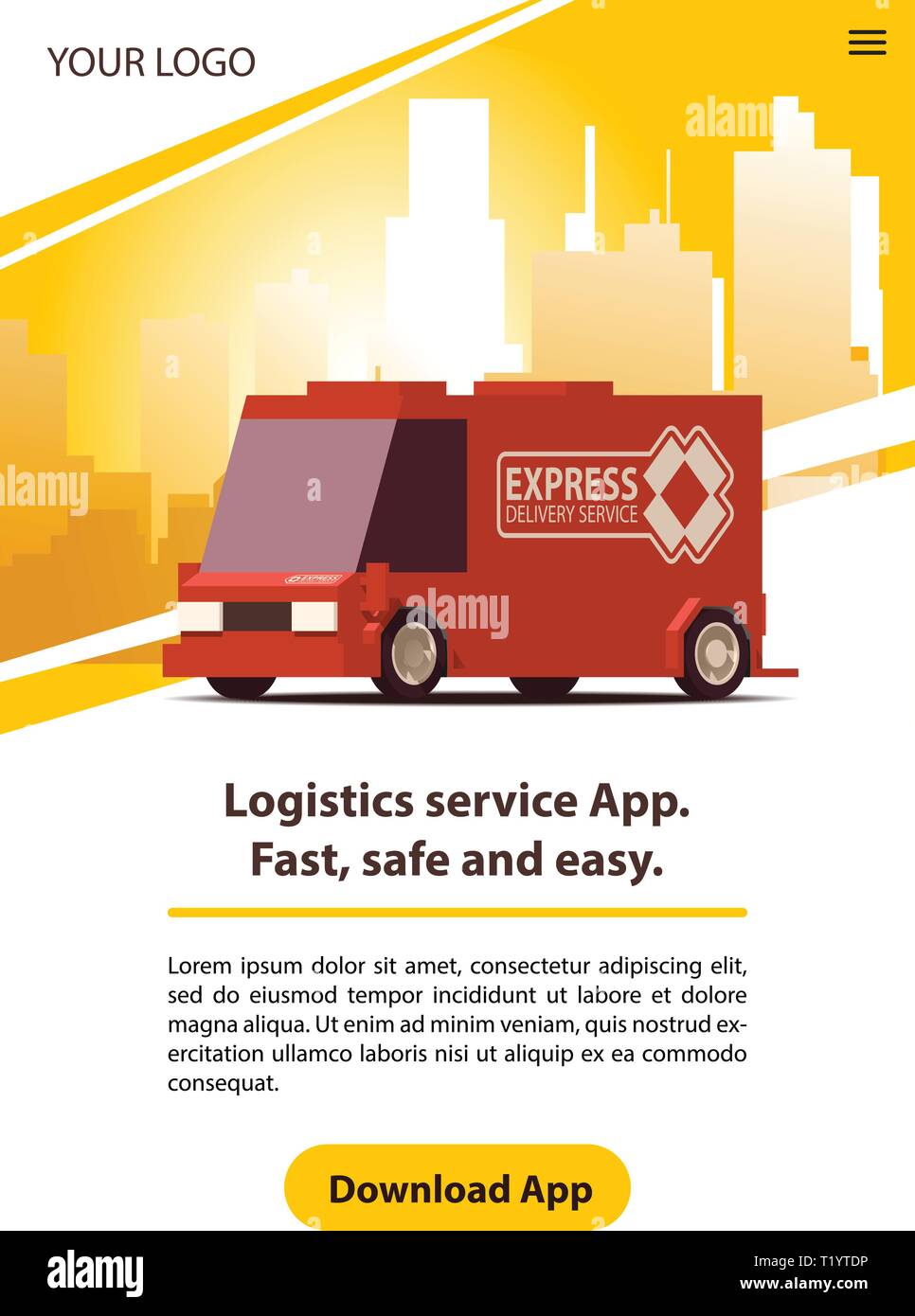 Service Logistique avec Rouge Livraison voiture. Vector Illustration. Illustration de Vecteur