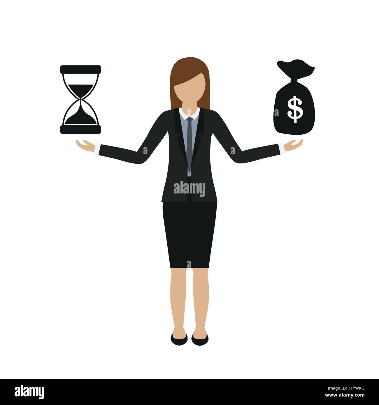 Concept d'entreprise sur le temps et l'argent business woman character vector illustration EPS10 Illustration de Vecteur