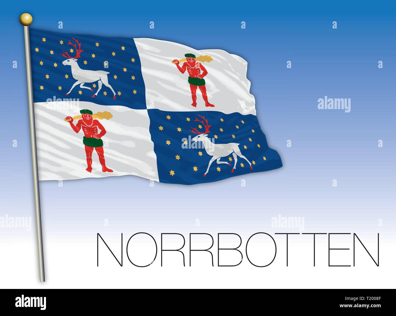 Drapeau régional de Norrbotten, en Suède, vector illustration Illustration de Vecteur